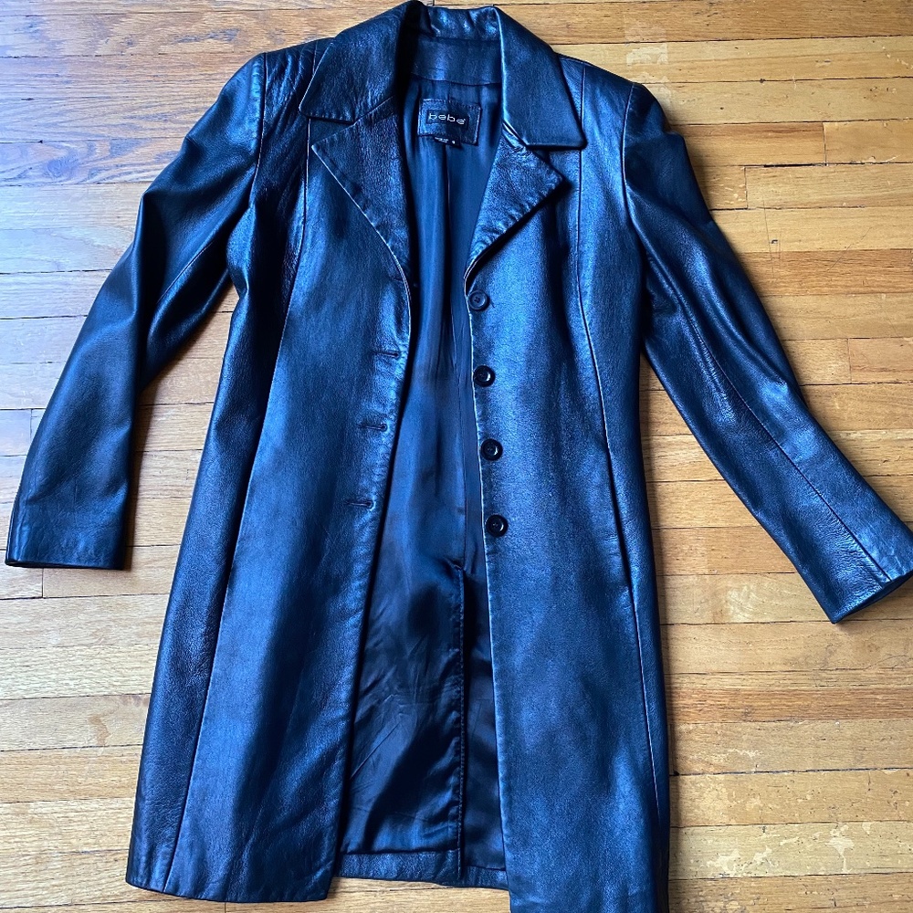 Bebe Leather Trench Coat